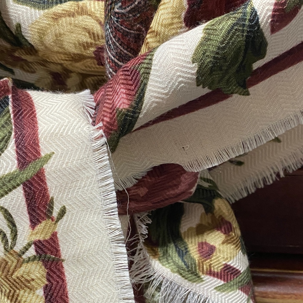 Bash’s Scarves Inc. vintage Floral Paisley Scarf in Burgundy green and Cream - Picture 9 of 16